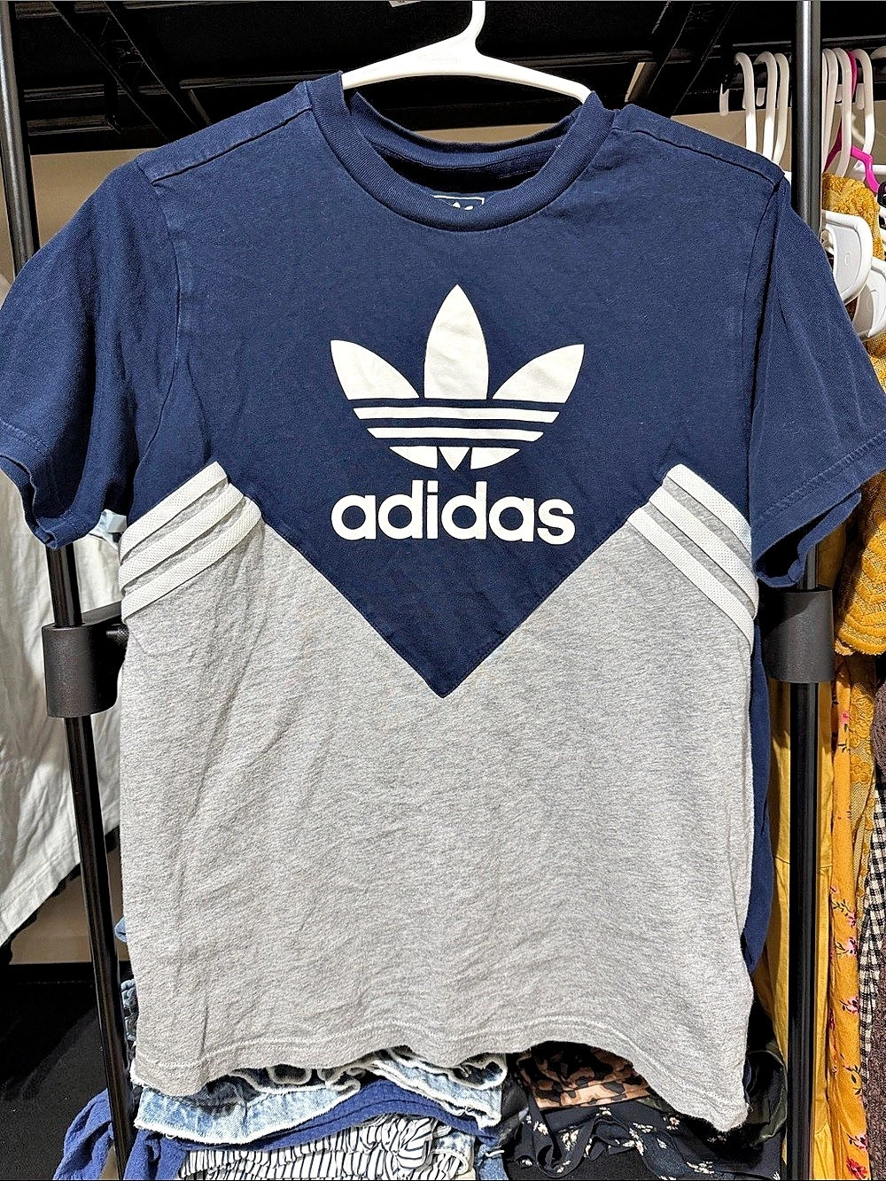 adidas Boys Color Block Short Sleeve Tee Size 13-14A